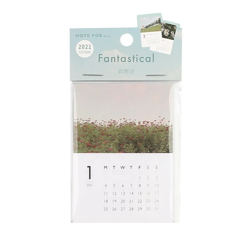 

12Pcs/Set 2021 Cute Cartoon Monthly Calendar Stickers Postcard Portable Note Calendars Mini Kawaii Stationery