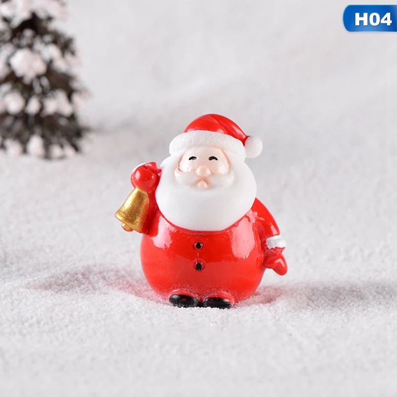 H04 Мини Новогоднее украшение из полимера Фея Санта Клаус фигурка снеговика Рождественская елка миниатюрные фигурки украшения дома Новогоднее украшение - Цвет: H04
