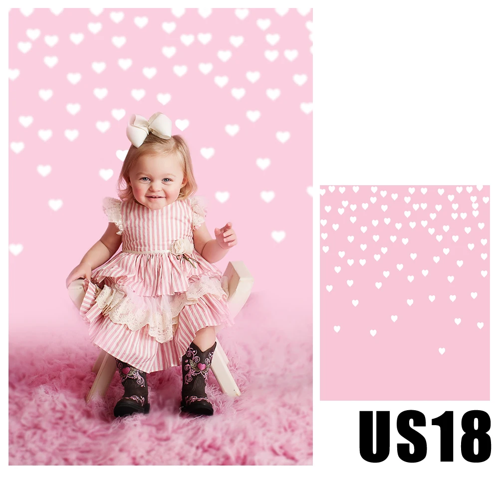 HUAYI Photography Backdrop Valentine's Day Love Hearts Pink Photobooth Background Newborns Baby Child Studio Backdrops US-18 |