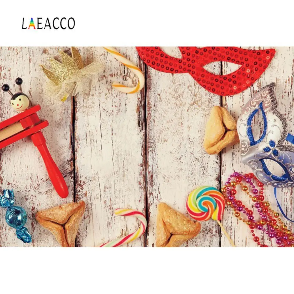 Laeacco серая белая деревянная доска Happy Purim Oznei Haman маска для вечеринки детский