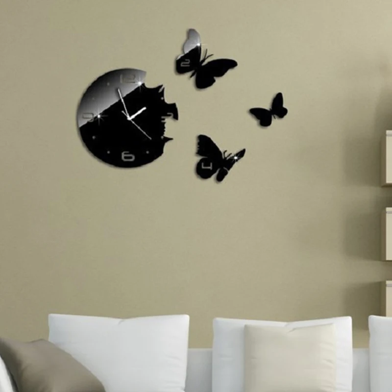 Черные круглые 3 бабочки художественные современные роскошные самодельные