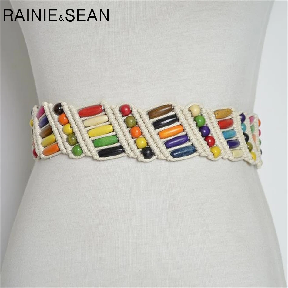 Женский плетеный пояс RAINIE SEAN этнический цветной с деревянными бусинами