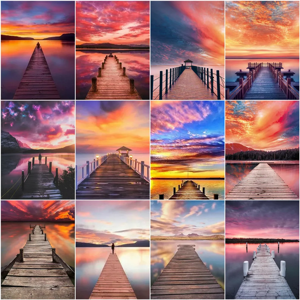 

AZQSD 5D алмазов картина нового поступления мост на закате полная квадратная дрель Алмазная вышивка Scency Мозаика Декор для дома ручной работы