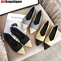 new color casual women soft shoes breathable knit pointed shoes womens flat shoes ballet single shoes comfortable pregnant shoe