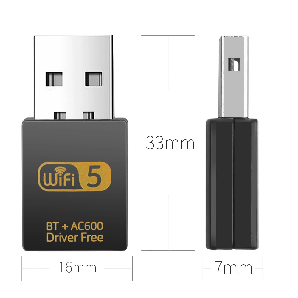 2 in 1 Wireless Network Card 2.4/ 5G 600Mbps Bluetooth WiFi Adapter USB Receiver Transmitter Dual Band for Windows laptop |