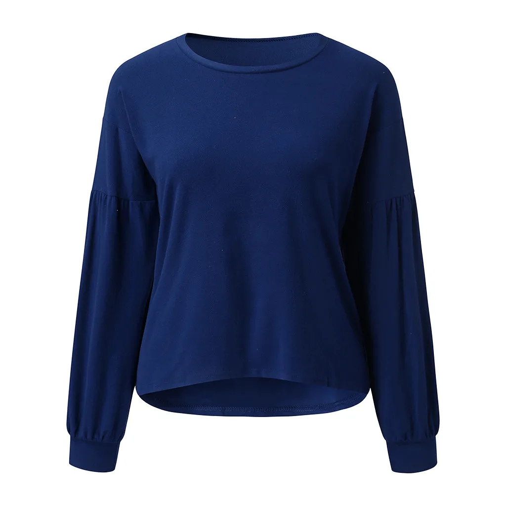 Женские черные толстовки свободные повседневные однотонные с круглым вырезом