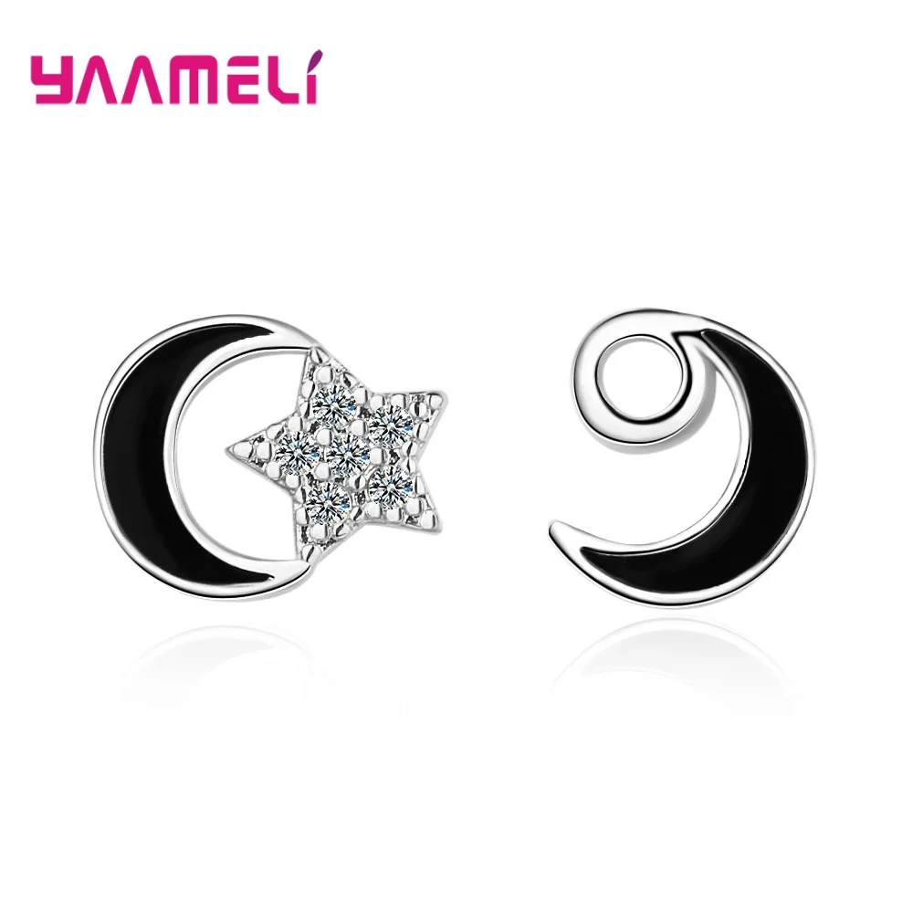 Женские серьги гвоздики из серебра 925 пробы асимметричные|Серьги-гвоздики| |