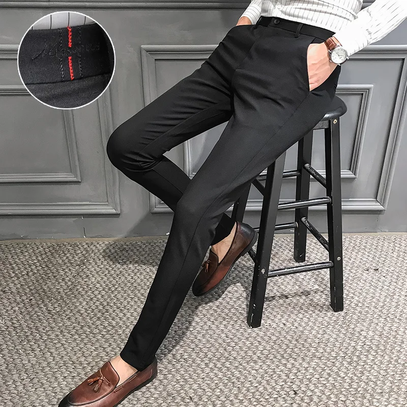 Строгий деловой облегающий костюм брюки мужской для досуга мужские однотонные
