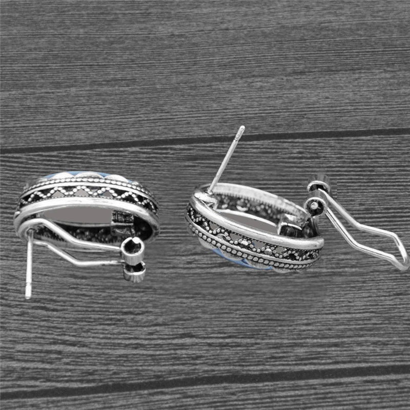 Женские серьги-гвоздики из нержавеющей стали с эффектом пуш-ап античным