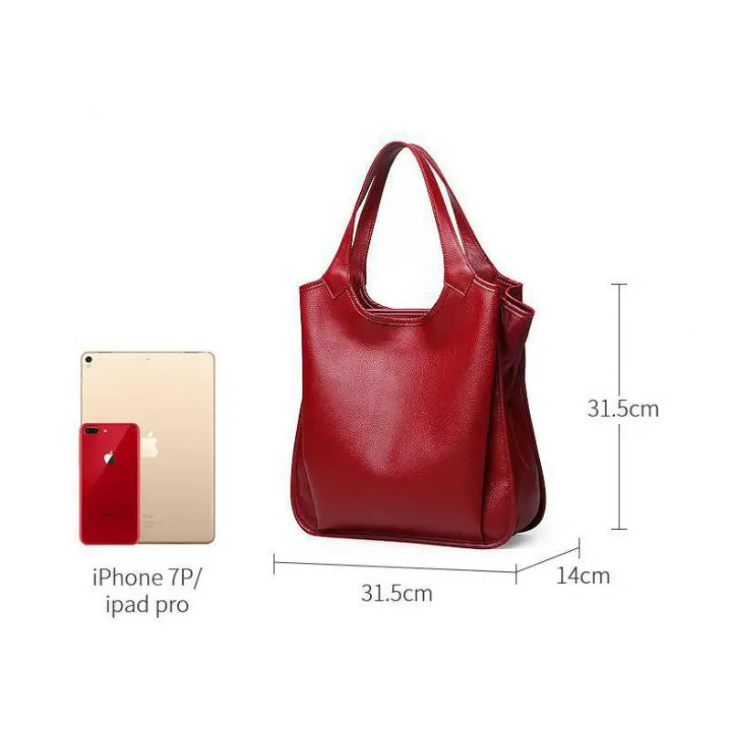

YourSeason Female Casual Cowhide Luxury Handbags 2021 Solid Color Ladies Large Capacity Zipper Shoulder Bags Genuine Leather