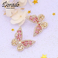dorado romantic zircon butterfly stud earrings for women girls retro pink blue fashion wedding pendientes mujer moda 2021 new