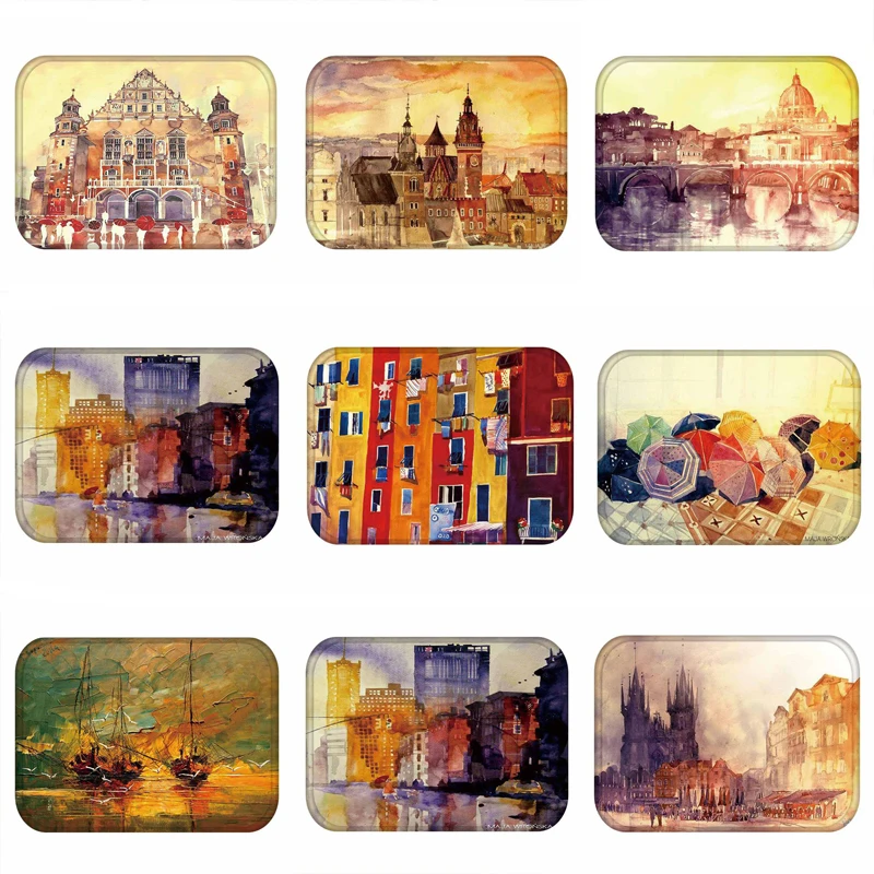 Картина маслом коврик вход здания парусник коврики для дома и улицы нескользящий