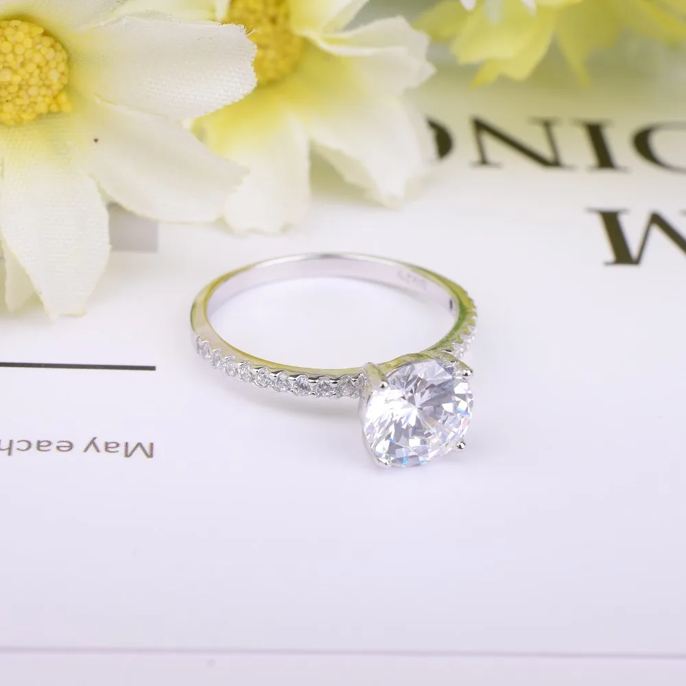 Классическое роскошное кольцо из настоящего серебра 925 пробы бриллиантовое 2Ct 10