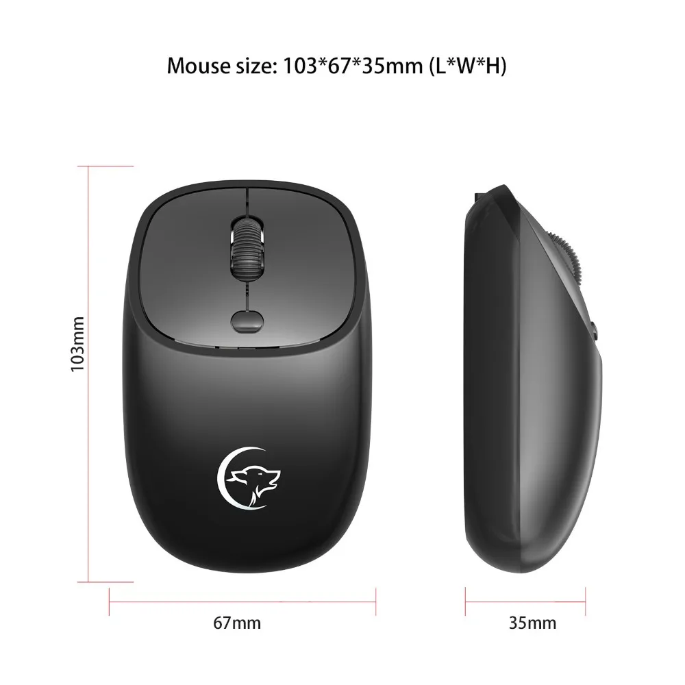 

YWYT G850 2.4GHz Wireless Mouse 2400DPI Optical Mouse With USB Receiver Charging Cable Mute Ergonomic Mice