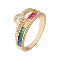 ring rainbow series micro inlay single row square zircon ring personality creative couple ring lady ring