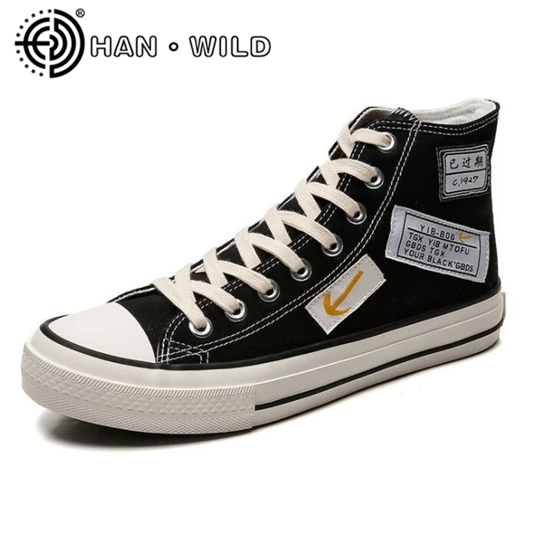 Кеды мужские высокие Классические холщовые кроссовки Вулканизированная плоская