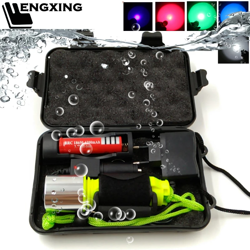 Дайвинг LED Flashligth XM L2 U3 Профессиональный Фонарь 2000LM Водонепроницаемый подводный