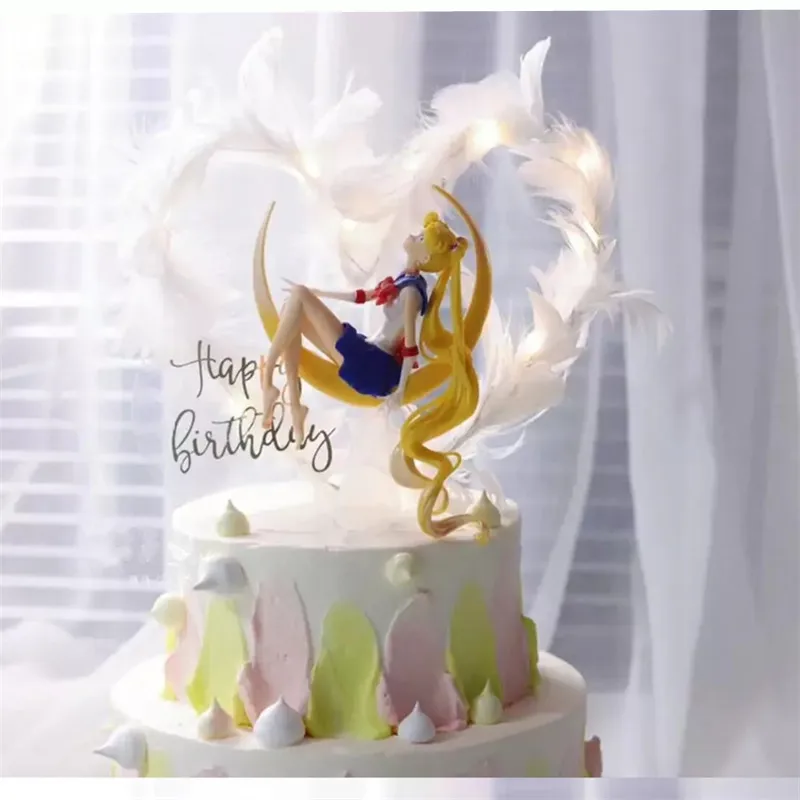 Маленькое сказочное украшение для торта удивительное перо белое черное Розовое