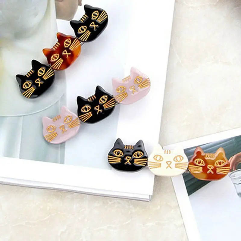 

Women Girls Cartoon Cat Hair Barrette Clips Hairpins Sweet Three-cats Hair Ornament Hairgrips Jewelry Gift Hair Accessories