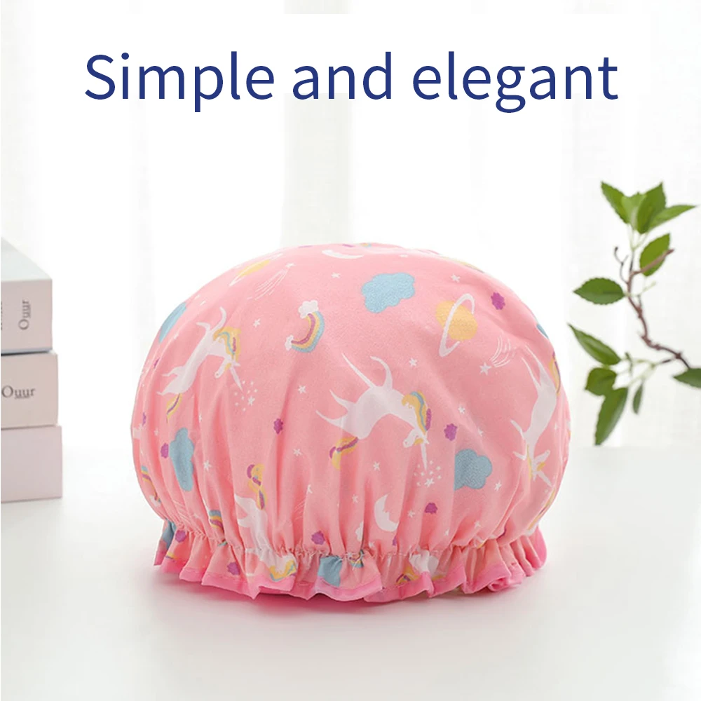 

Double-layer shower cap waterproof adult women shower bath bath cap shampoo cap cute hood kitchen ladies oil fume-proof cap