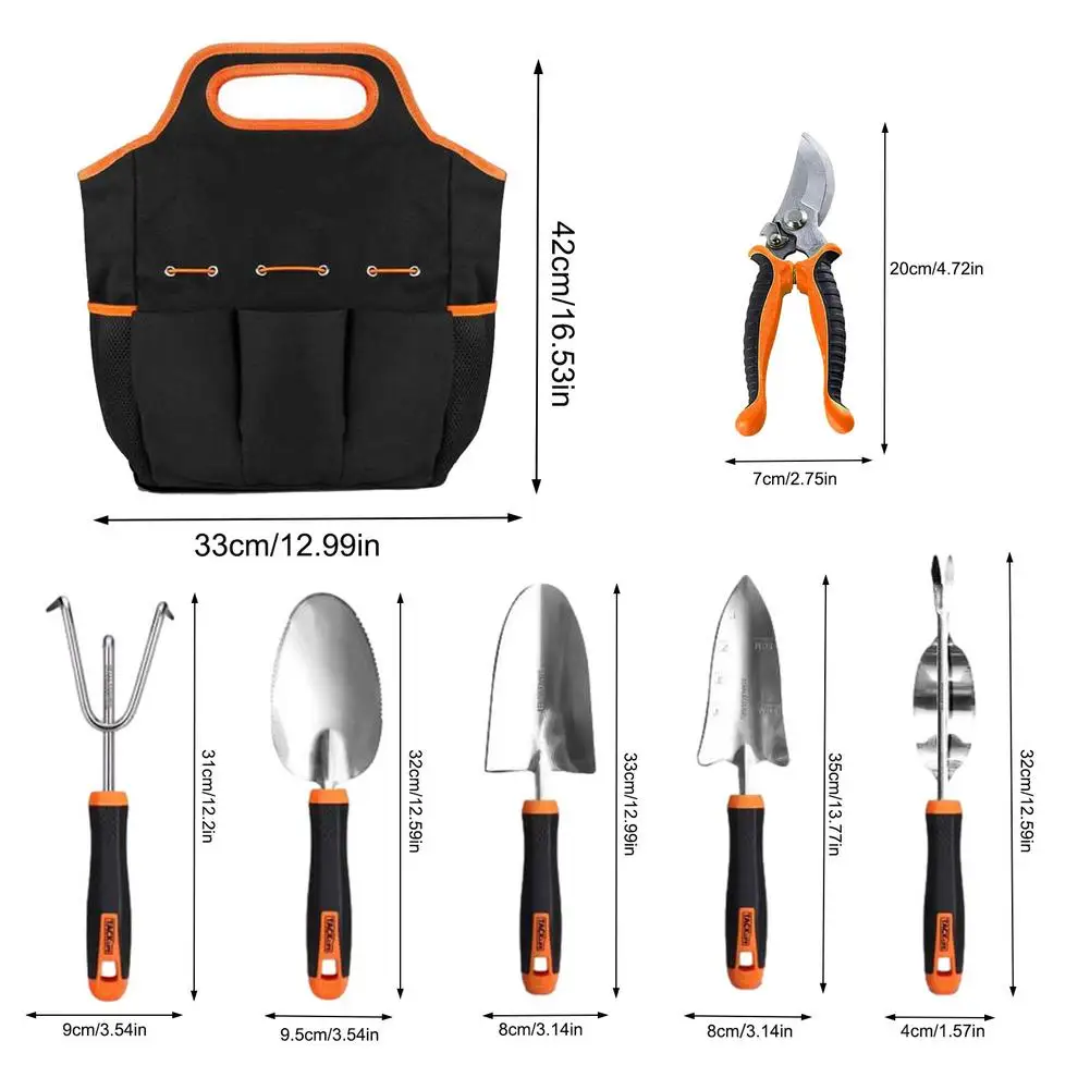 

7Pcs Garden Tools Set Sturdy And Durable Stainless Steel Tool Kit With Storage Bag Easy To Store Ideal Gift For Gardening Lover