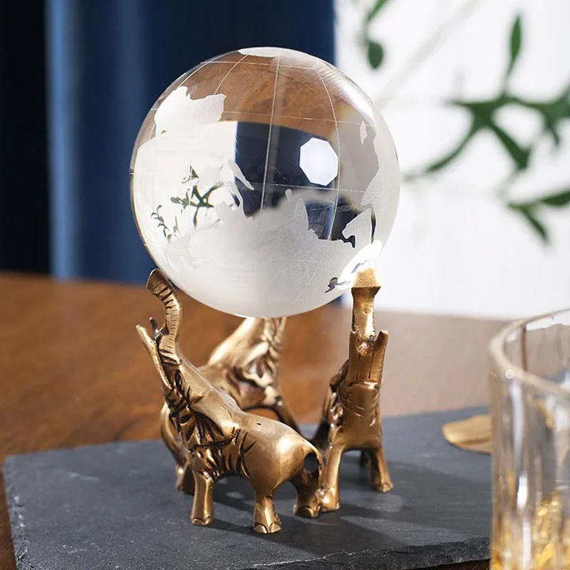 

Современный декор в виде глобуса, винный шкаф, офисный кабинет, три слона, Бронзовая статуя, хрустальный шар, украшение для дома и рабочего с...
