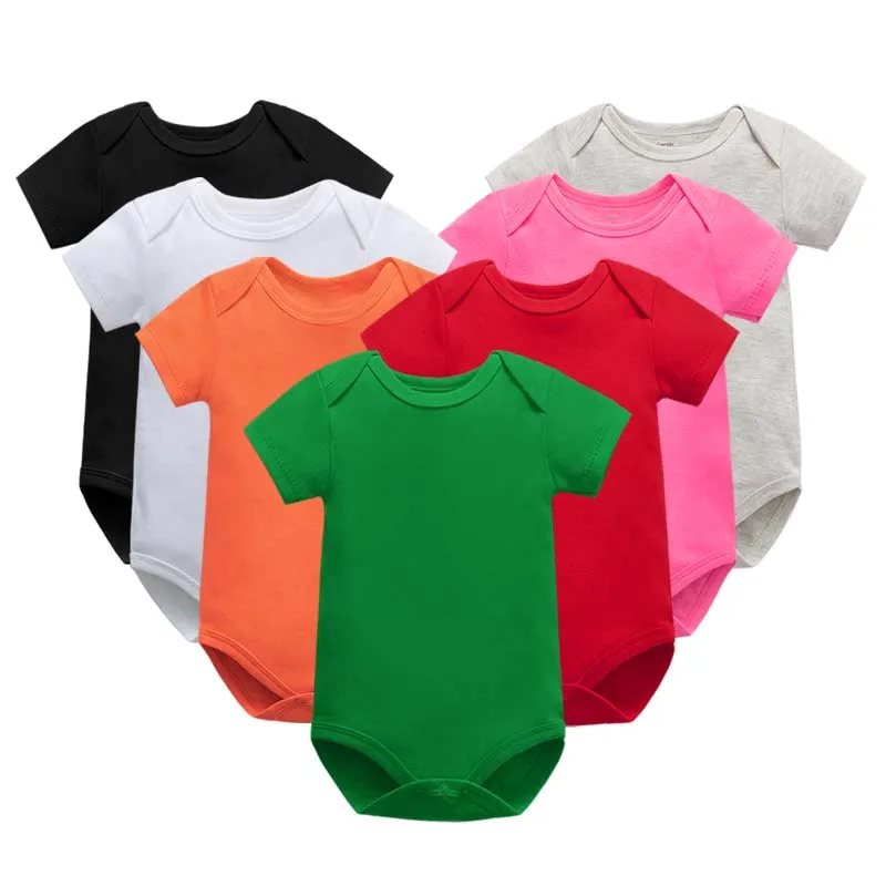 Baby Bodysuit Short Sleeve Summer Newborn Clothes Boys Girls Onesie Cotton Infant Romper Solid 0-24 Months Child Bodysuit