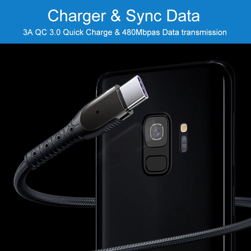 Elough usb type C кабель quick charge 4 0 для samsung note10 huawei p30 зарядный провод телефона зарядное