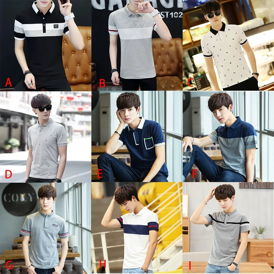 2019 городская мода цветочные поло мужская Корейская тонкая футболка с коротким