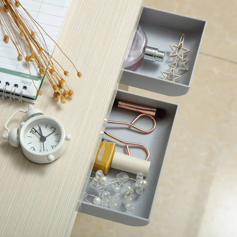 

2 Pcs Desk Pencil Drawer Organizer Self-Adhesive Drawer Pencil Tray Desktop Drawer Tray Under the Table Drawer Organizer
