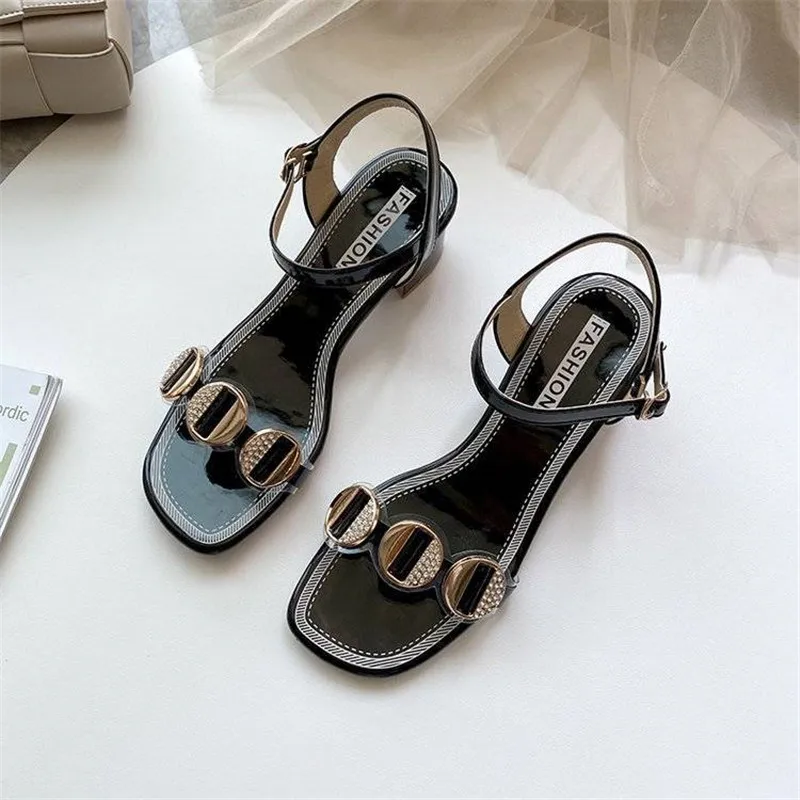 

2021 Summer Hot Women Elegant Pumps Comfy Sandals Fashion Ladies Mid Heels Mujer Office Dress Shoes Non-slip Strap Footwear