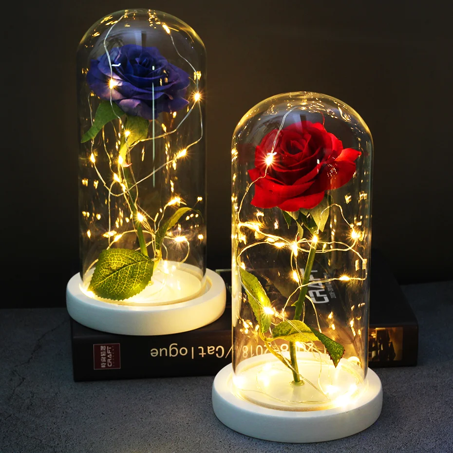 

Drop shipping LED Galaxy Rose Artificial Flowers Beauty and the Beast Rose Wedding Decor Creative Valentine's Day Chrismas G
