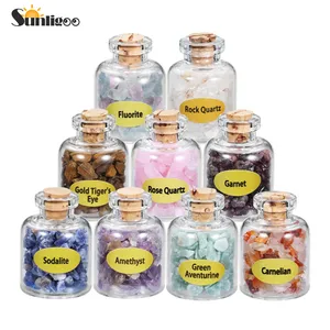 Миниатюрный Натуральный Полудрагоценный камень Sunligoo, 9 бутылочек, исцеляющий кристалл, рейки, Викка, путешествия, натуральный украшение камнями