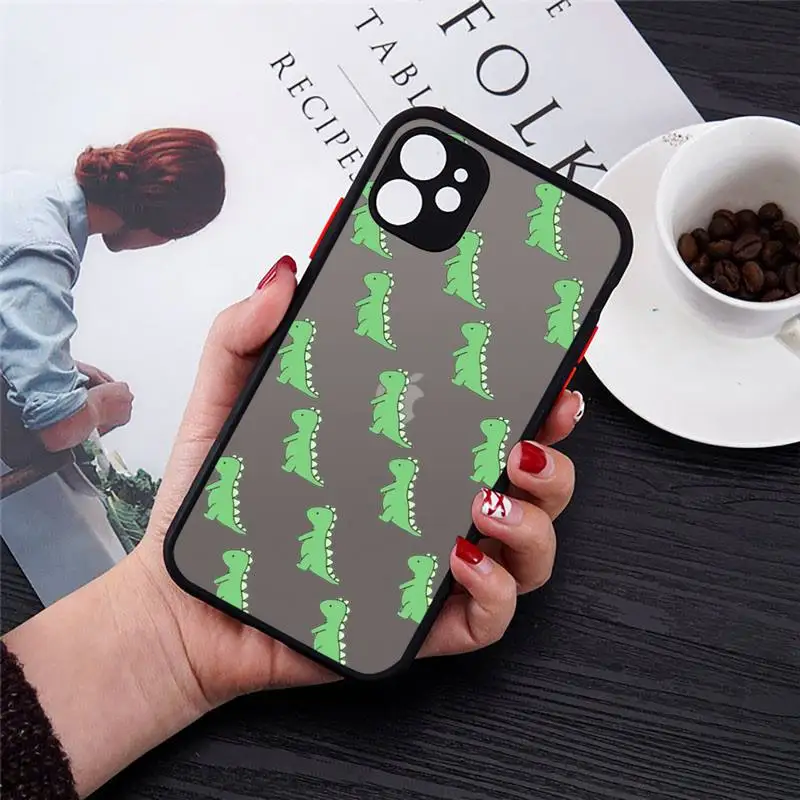 

Cute Dinosaur Baby Fashion Phone Case matte transparent For iphone 7 8 11 12 plus mini x xs xr pro max cover