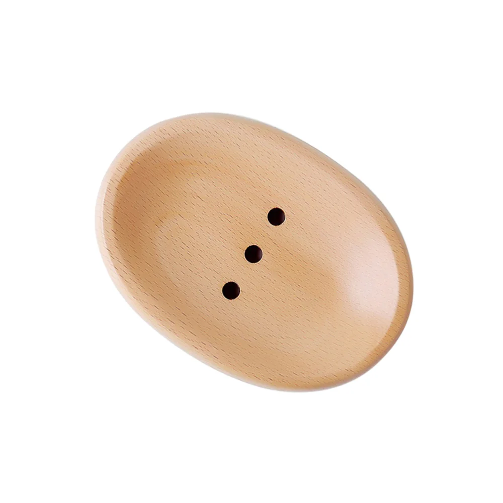

Wooden Soap Dish Oval Shaped Draining Soap Holder Dish Drainer