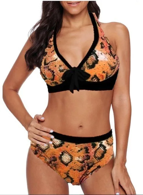 Женский купальный костюм с завышенной талией комплект бикини мягким