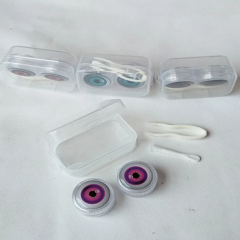 Коробка для контактных линз с мультяшным аниме глазным украшением круглый чехол