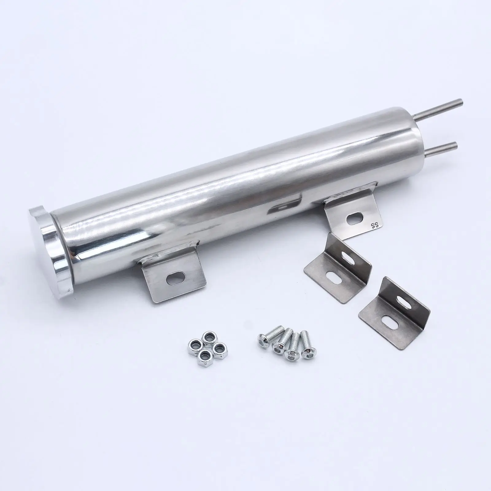 

2" X 10" Polished Stainless Steel Radiator Coolant Over Flow Puke Tank Can For Most Hot Rods And Engines