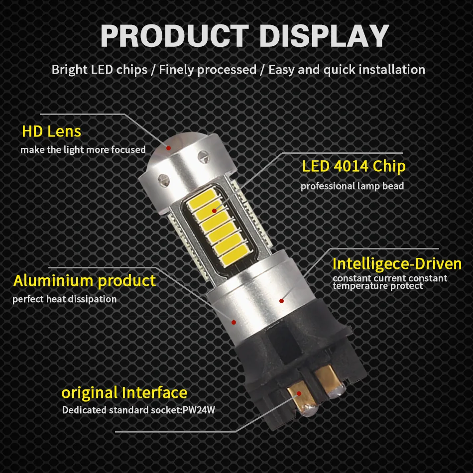 AILEO Amber White PW24W PWY24W CANBUS LED Bulbs 30 SMD For Audi BMW VW Volvo Mercedes-Benz Skoda Peugeot MINI DRL Daytime Lights |