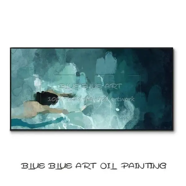 Swimming Painting B Картина импрессионистской стены Художественная Чистая ручная роспись мужчины и женщины плавание масляная живопись на холсте Абстрактная плавание масляная живопись - Цвет: Swimming Painting B