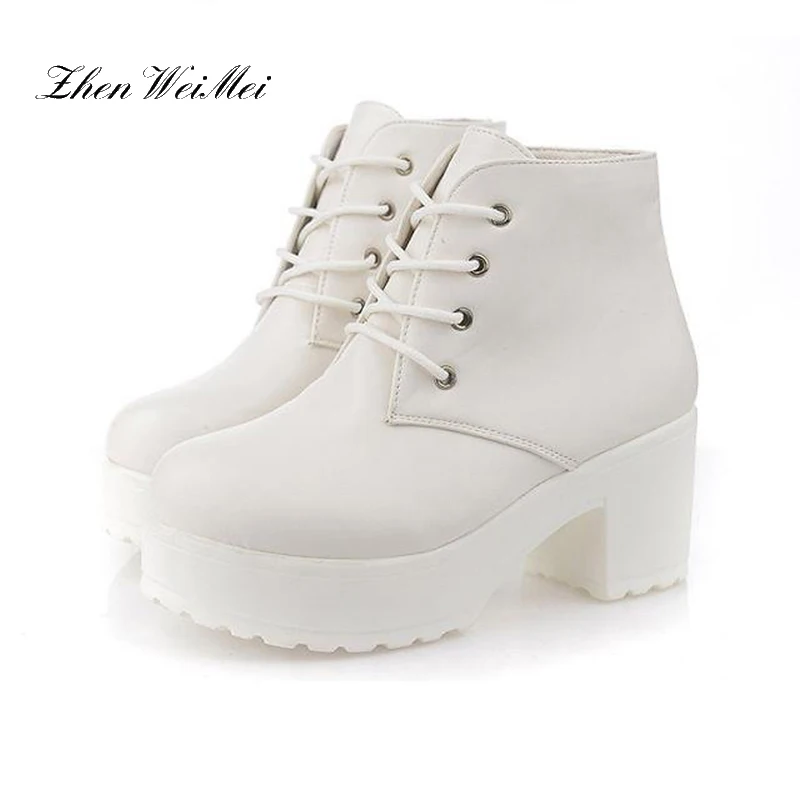 Новинка сезон весна-осень женская обувь на не сужающемся книзу массивном каблуке