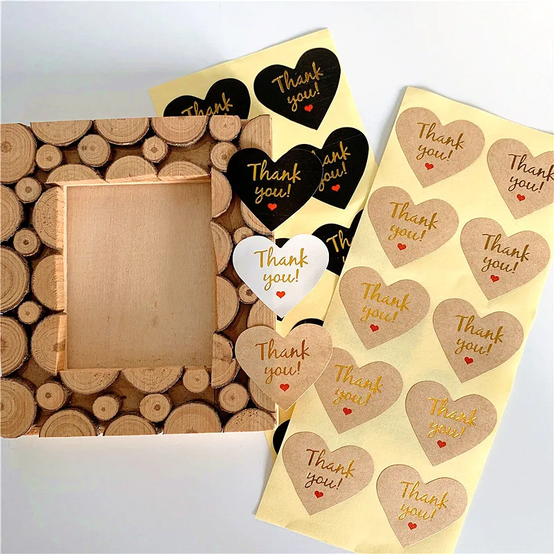 100 шт./лот Kawaii Thank you Red Heart design горячее тиснение упаковка уплотнения наклейки