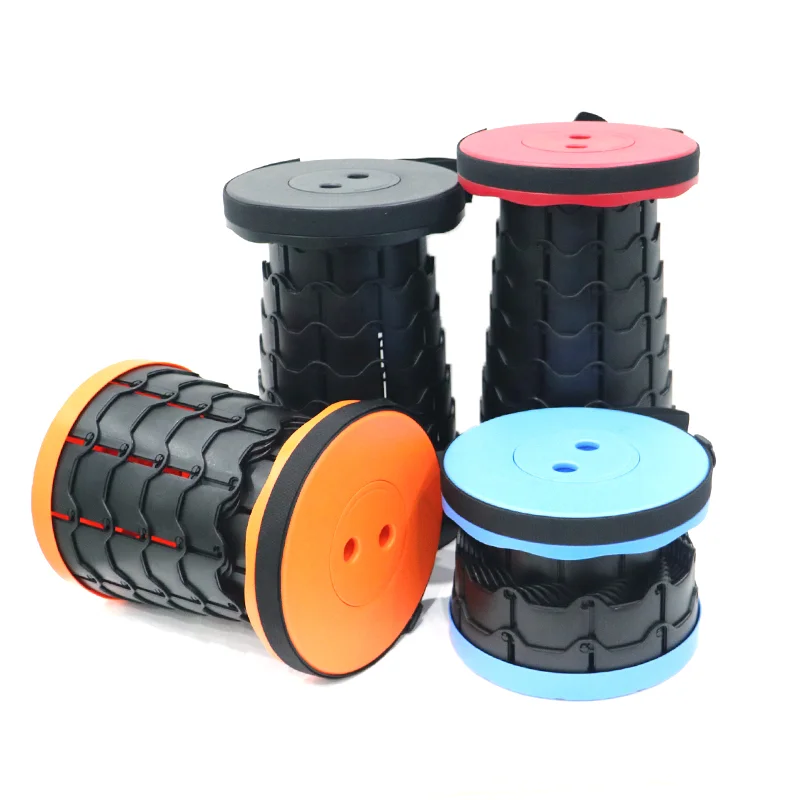 

Retractable Folding Stool for Camping Fishing Height Adjustable -Portable Plastic Collapsible Telescoping Stool Seat Chair