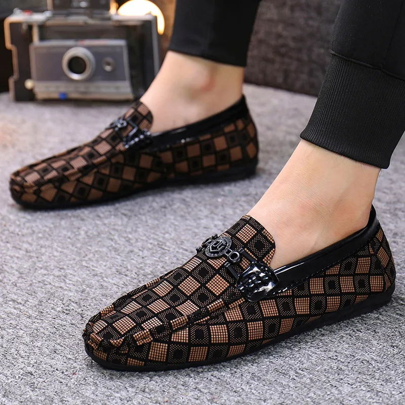 

Topvivi loafers men causal Breathable Comfortable Lightweight Soft slip on Men Shoes gingham Men's Sneakers fashion italian