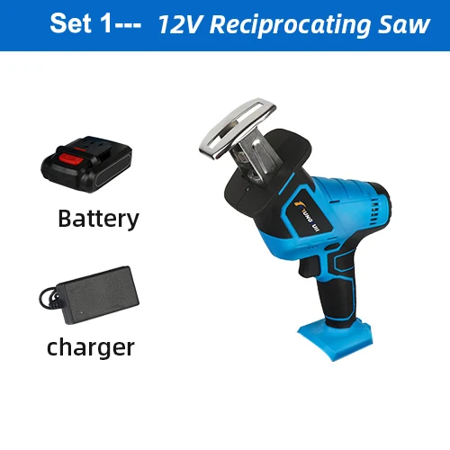 Lithium Battery Portable Reciprocating Saw Powerful Wood Cutting Saw Electric Wood/ Metal Saws With Sharp Blade Woodworking - Цвет: SET 1 without Box