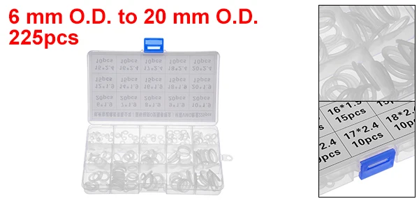 225pcs White Uxcell 200 шт 225 шт 270 шт уплотнительные кольца Ассортимент Комплект Черный Белый Зеленый Красный резиновые уплотнительные кольца набор для сантехники ремонт автомобиля - Цвет: 225pcs White