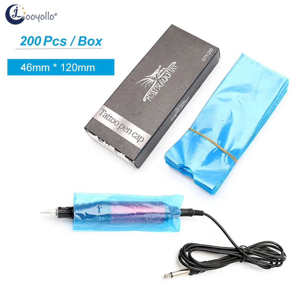 

200 шт. Одноразовые Синие поворотные Чехлы для тату-ручек 4,6*12 см, чехол для машинки для макияжа, зажим, защита шнура, рукава, аксессуары, постав...