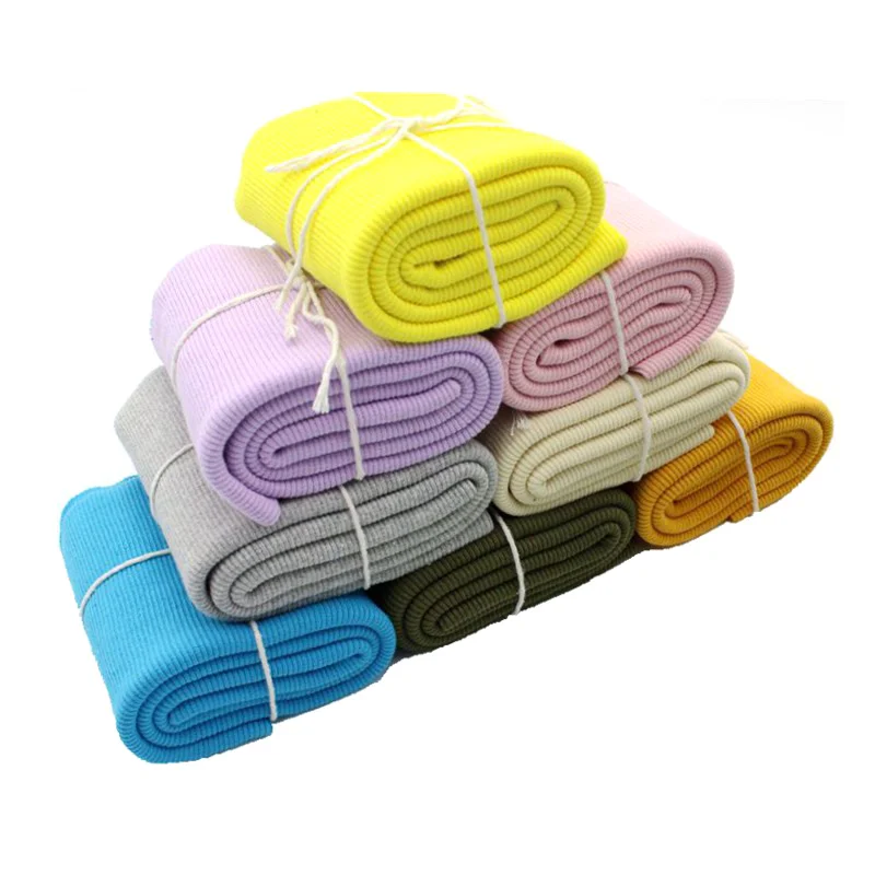 20 см Хлопок Спандекс Ткань трикотажная РЕБРИСТАЯ МАНЖЕТА из ткани эластичная для