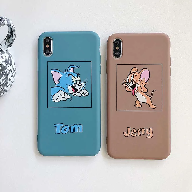 Забавный чехол для телефона Tom Jerry для iPhone 11Pro X XS Max XR 6 6S 7 8 Plus, мягкий силиконовый защитный чехол из ТПУ с милым мультяшным котом Маусом