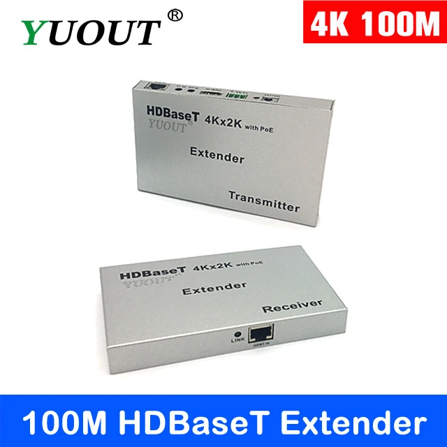 Удлинитель YUOUT 4K HDBaseT 100 м по cat5e/6 3D 4k x 2k Ethernet hdmi удлинитель IR control RS232 с POE |